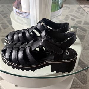 NWOT Ara Phoenix Paris sport black sandal wedge platform size 91/2 - 10 US size